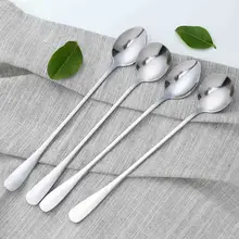 Newly Spoon Long Handle Stainless Steel Teaspoons Creative For Ice Cream Coffee Soup Tea Cocktail MK