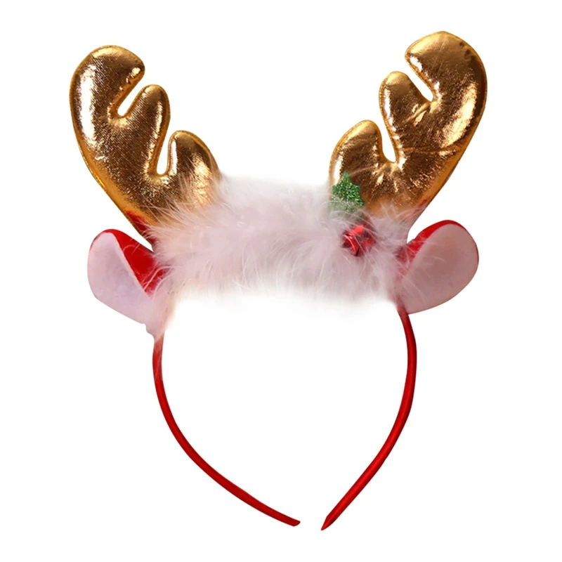 Christmas Headbands Christmas Decorations Fluffy Antlers Bells Headbands Head Ornaments Children's Party Dresses