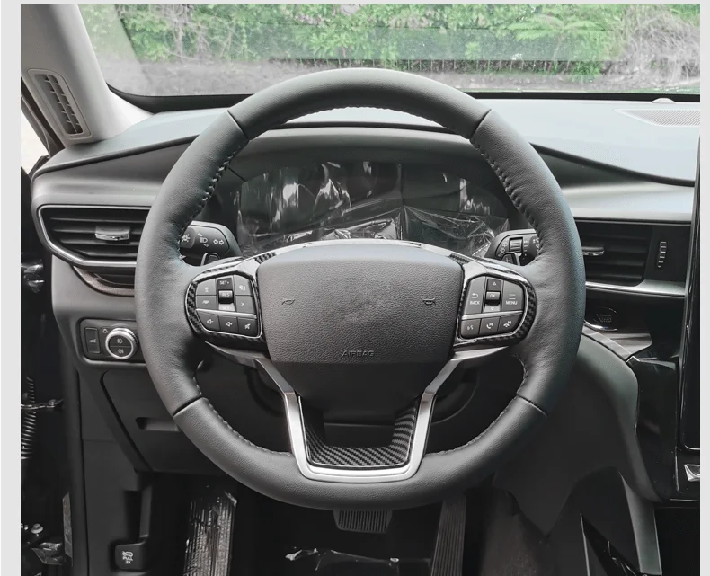 

ABS Carbon Grain Steering Wheel Frame Overlay Cover Trim For Explorer 2020 XLT Limited Platinum Car Accessories