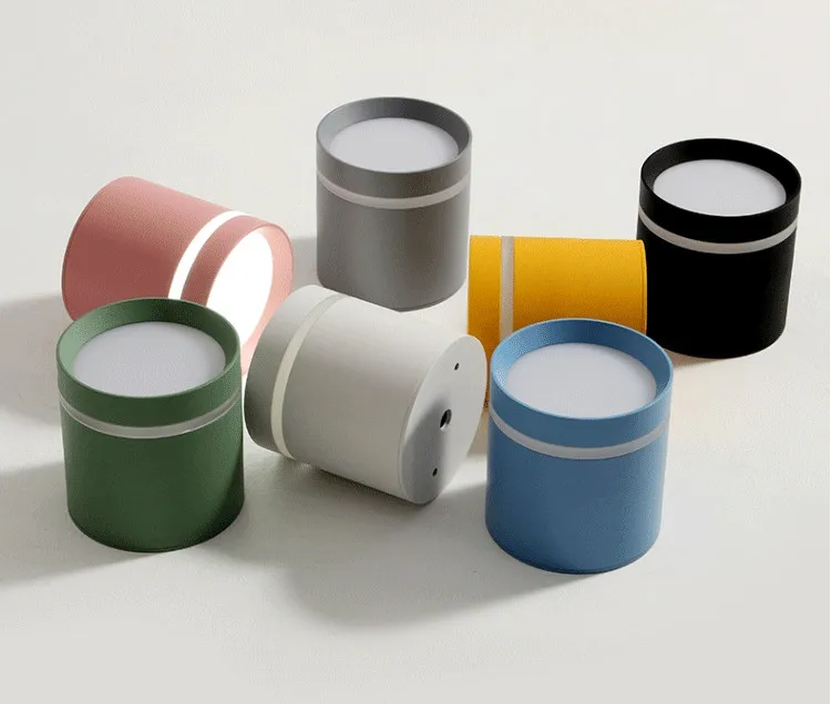 明装筒灯led七彩色马卡龙色彩过道玄关小吸顶灯圆形走廊三色变光-淘宝网_05