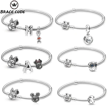 

Silver Plated Snake Bone Chain Charm Bracelet Owl Mickey Bracelet Fit Men and Women Fine Bracelets Simple Temperament