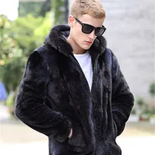 Пальто из искусственного меха для мужчин, зимняя теплая меховая куртка, пальто с длинным рукавом, парка, верхняя одежда