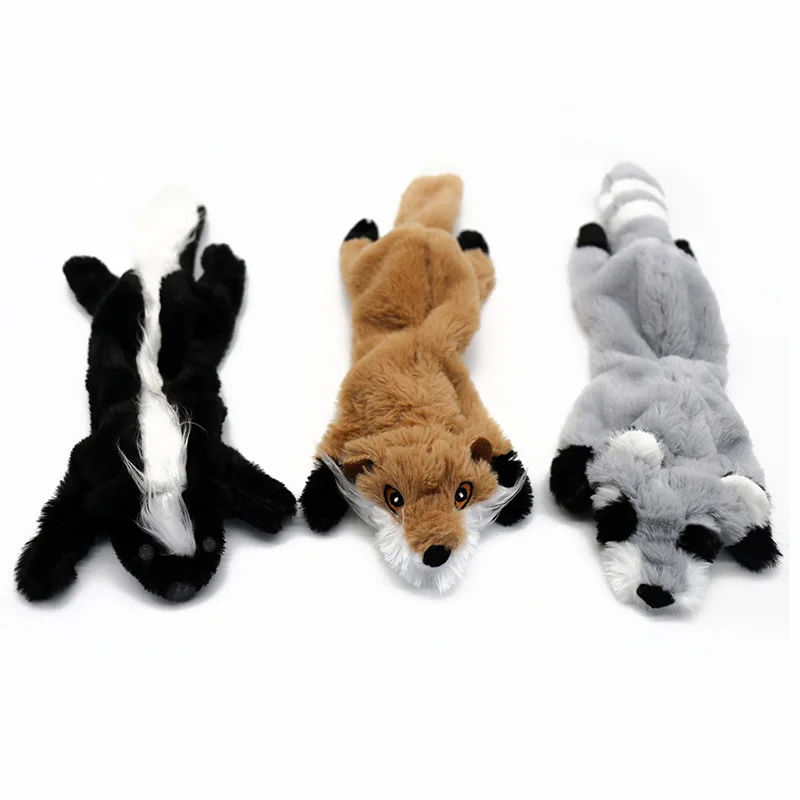 New cute plush toys squeak pet wolf rabbit animal plush toy dog chew squeaky whistling involved squirrel dog toys (4)