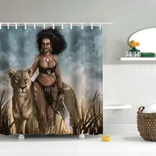 Dafield Сексуальная афро-американская женщина с диким леопардом водонепроницаемый полиэстер ванная комната африканский дизайн занавеска для душа