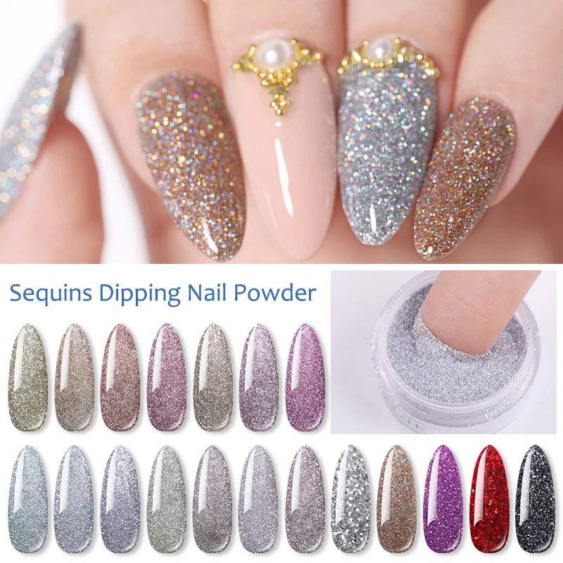

LILYCUTE Platinum Dipping Nail Powder Sequins Shining Gradient French Nail Dipping System Natural Dry Powder Nail Art Pigment