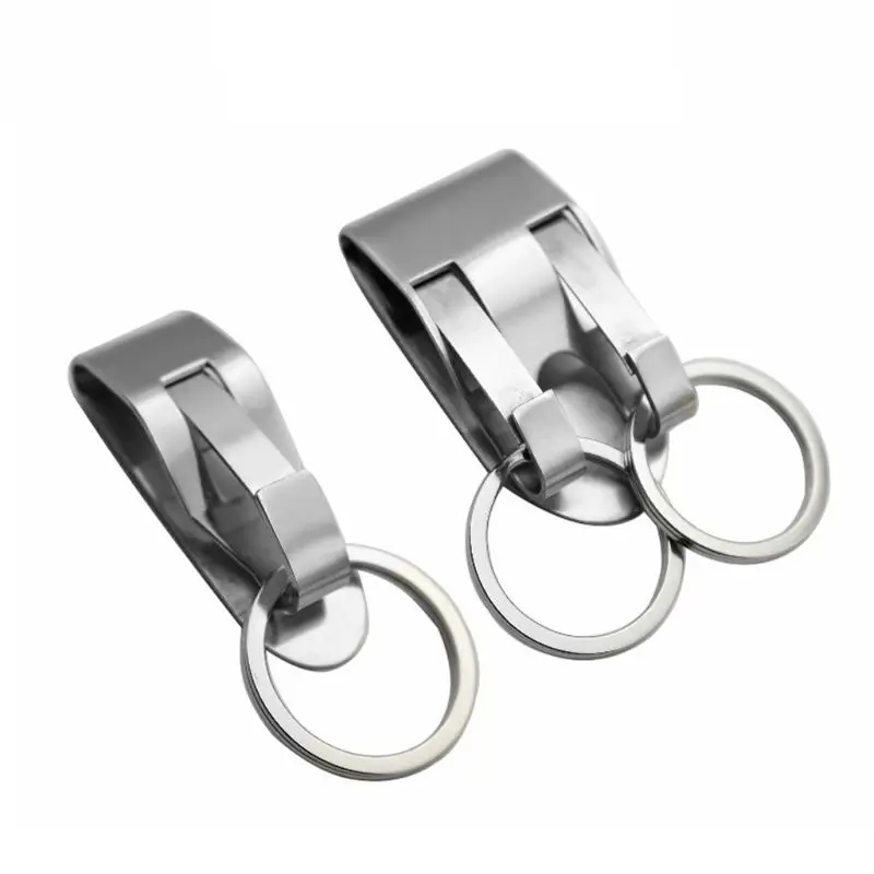 Stainless Steel Keyring Security Clip On Heavy Duty Belt Key Clip Belt  Keychain 2 Detachable Keyrings Belt Key Holder