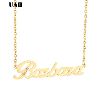 

UAH Barbara Name or Custom Letter Personalized Name Necklace Couple Pendant Charm Jewelry Letter Chain love gift