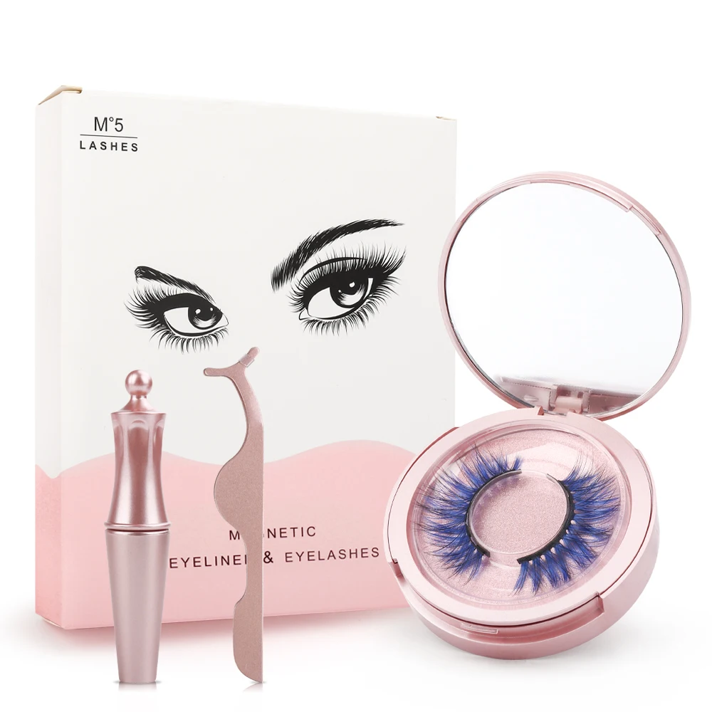

2 Pairs Gradient Color Magnetic False Eyelashes Set Magnetic Eyeliner Eyelash Tweezers Reusable Eyelash Extension Makeup Kit