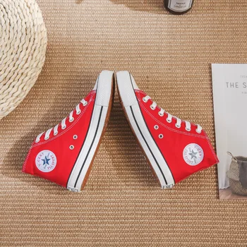 

Classic High-top Canvas Women Shoes Retro Lace-up Ladies Casual Sneakers Outdoor Breathable Leisure Footwear Real Pictures