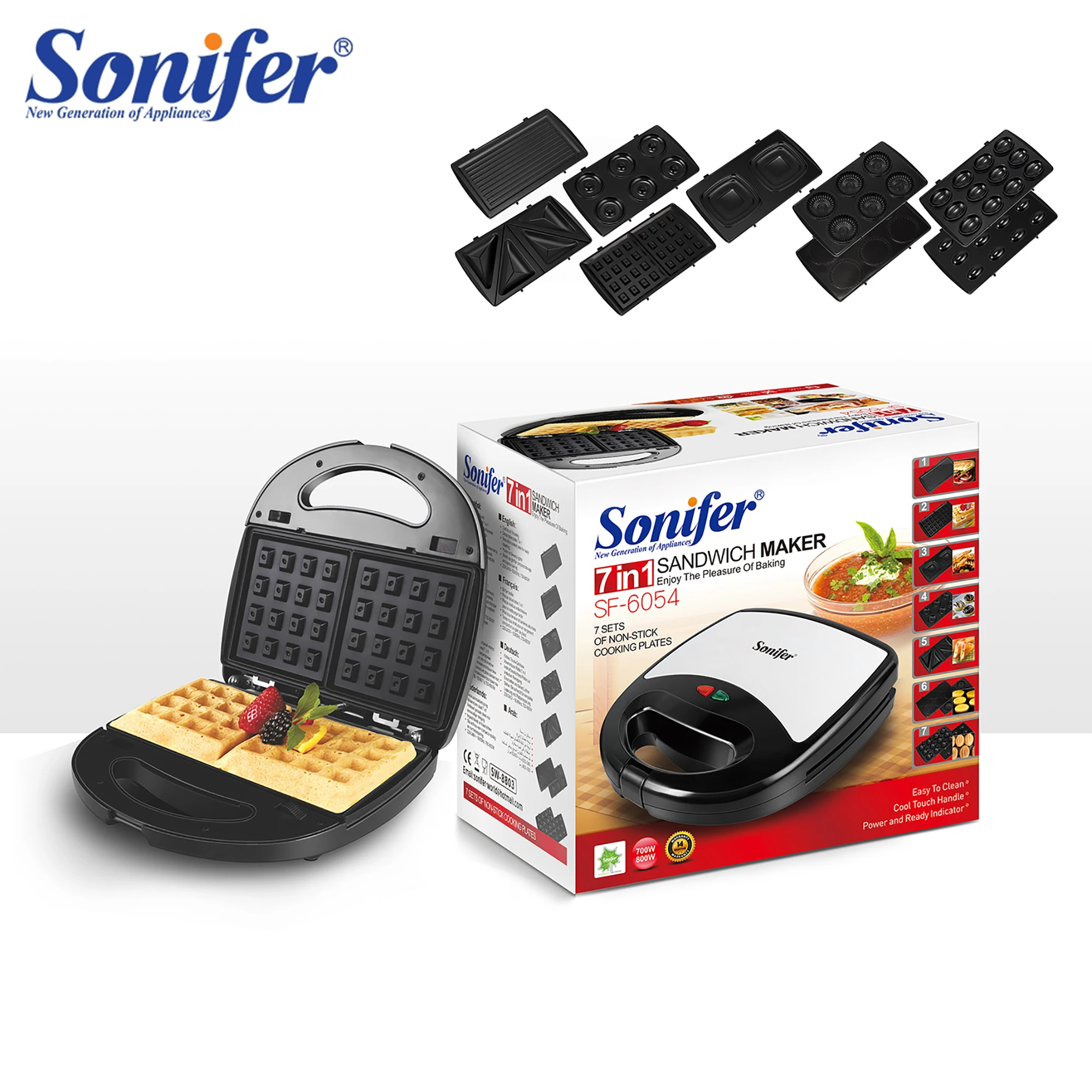 Электрическая машина для приготовления яиц Sonifer 7 в 1|Вафельницы и мультипекари| |