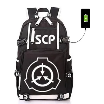 

SCP Special Containt Procedures Foundation USB Backpack Bag Luminous Student Bookbag Rucksack Student Schoolbag Bag Travel