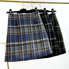 Облегающая женская винтажная клетчатая мини-юбка с принтом на осень и зиму, облегающая женская повседневная юбка с высокой талией, ретро-Фальда