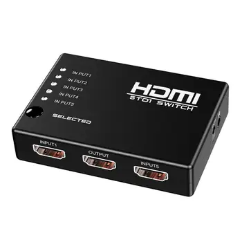 

5 in 1 Out 1080P HDMI Splitter Switch Selector IR Remote Control Switcher Hub