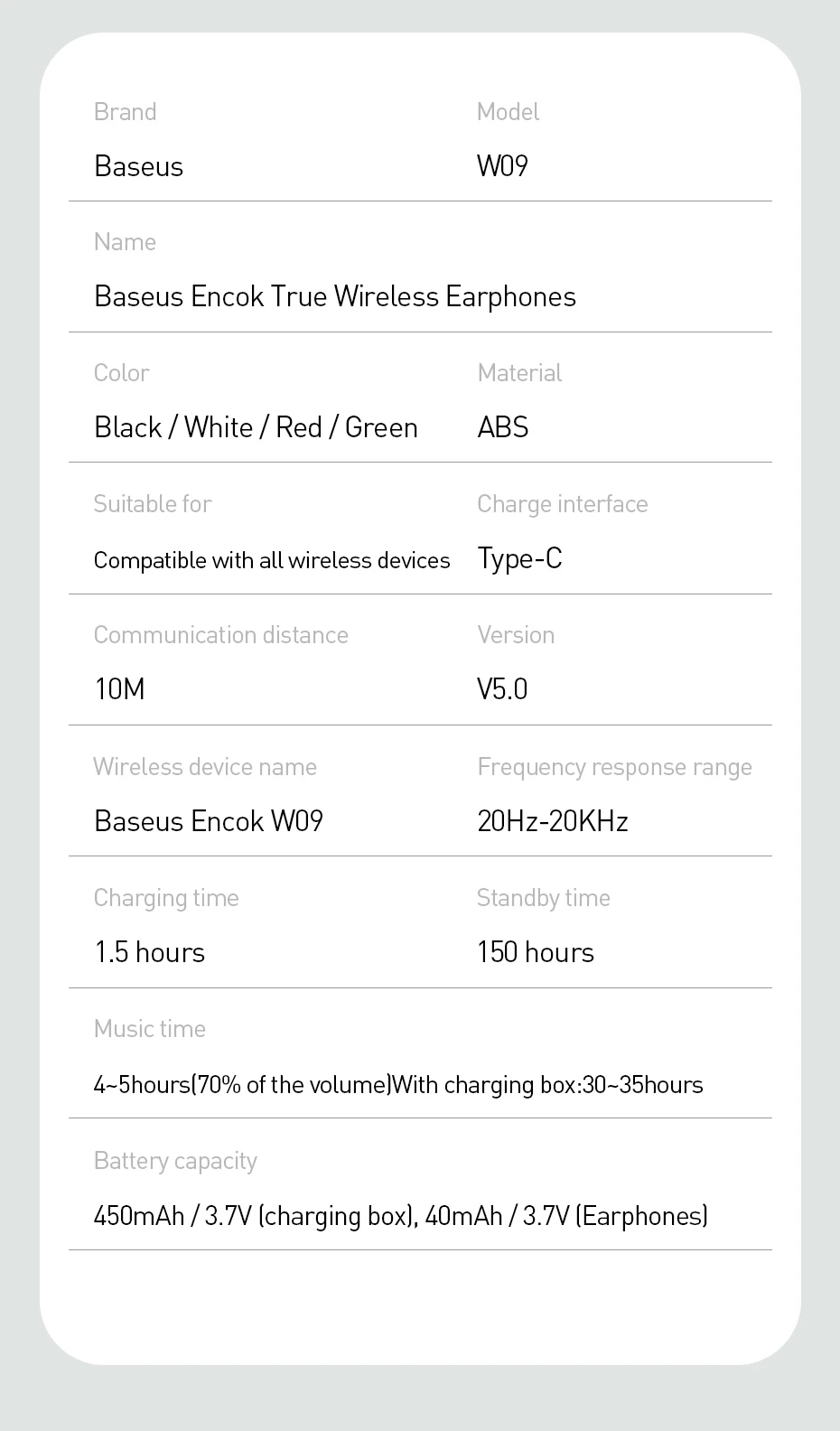 Baseus TWS Bluetooth наушники W09 Интеллектуальный отпечаток пальца сенсорное управление беспроводной со стерео Бас Звук Смарт подключение HD гарнитура