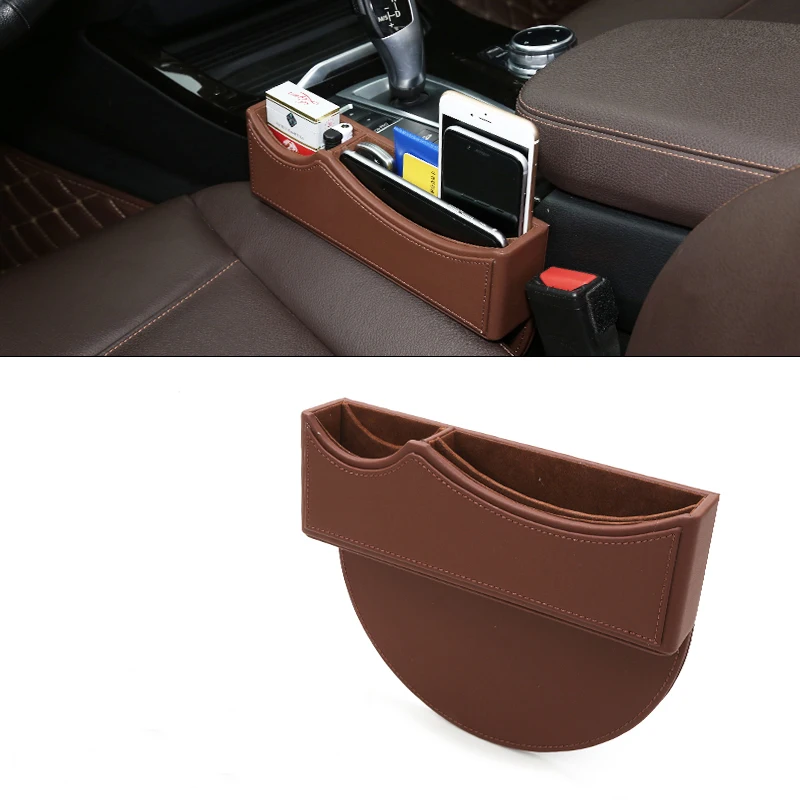 

Car Seat Crevice Gap Storage Box Leather Multi-function Organizer Phone Coins Cigarette Keys Cards Auto Interior For Universal