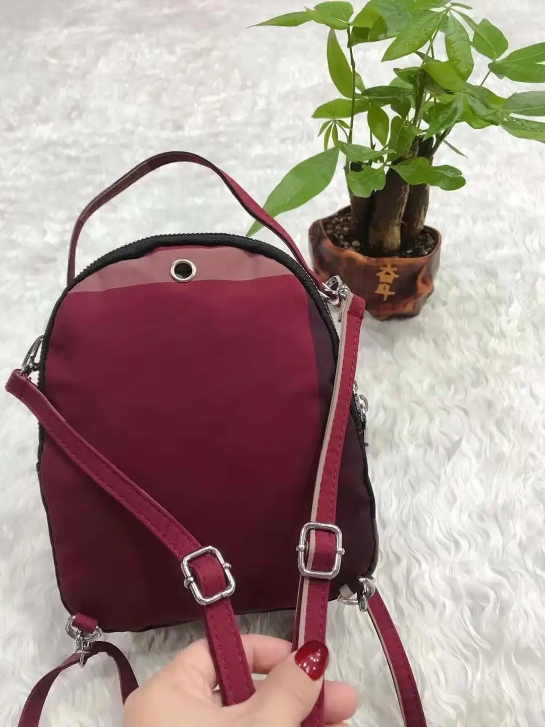 

CHIBAO New Style Multi-functional Triple Use Nylon Plaid Women's Shoulder Backpack Going to Work Shopping School Shoulder Bag/ H