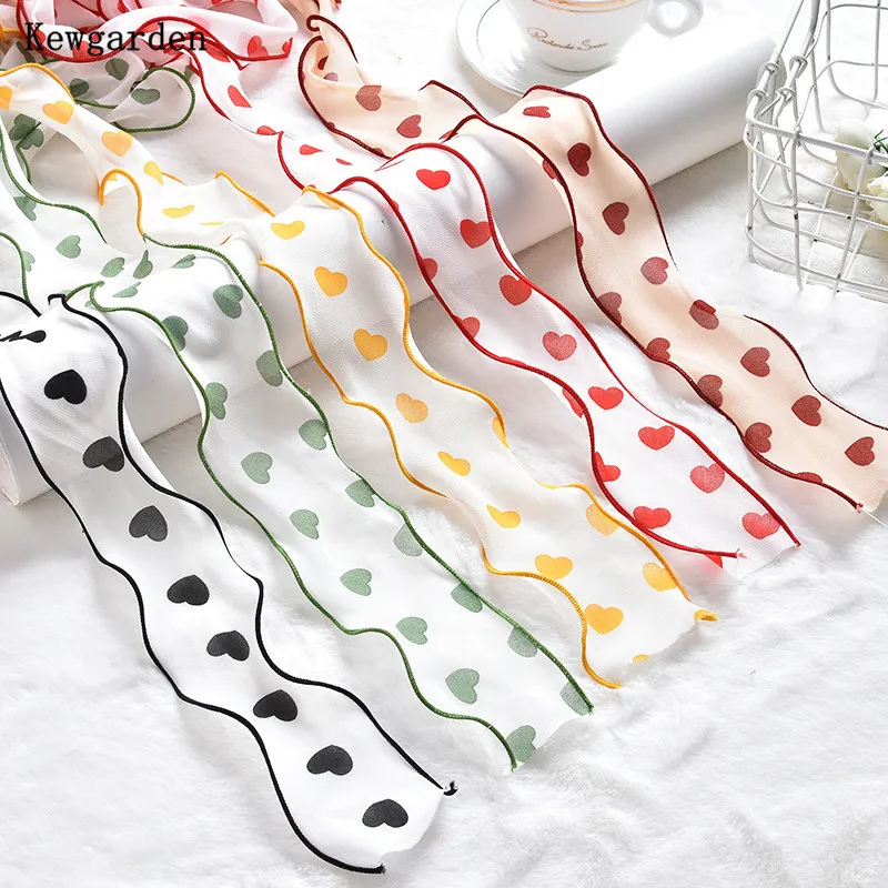 

Kewgarden Love Heart Organza Ribbon 6cm 60mm DIY Hairbow Brooch Accessories Handmade Tape Gift Packing Tulle Riband 10 Yards