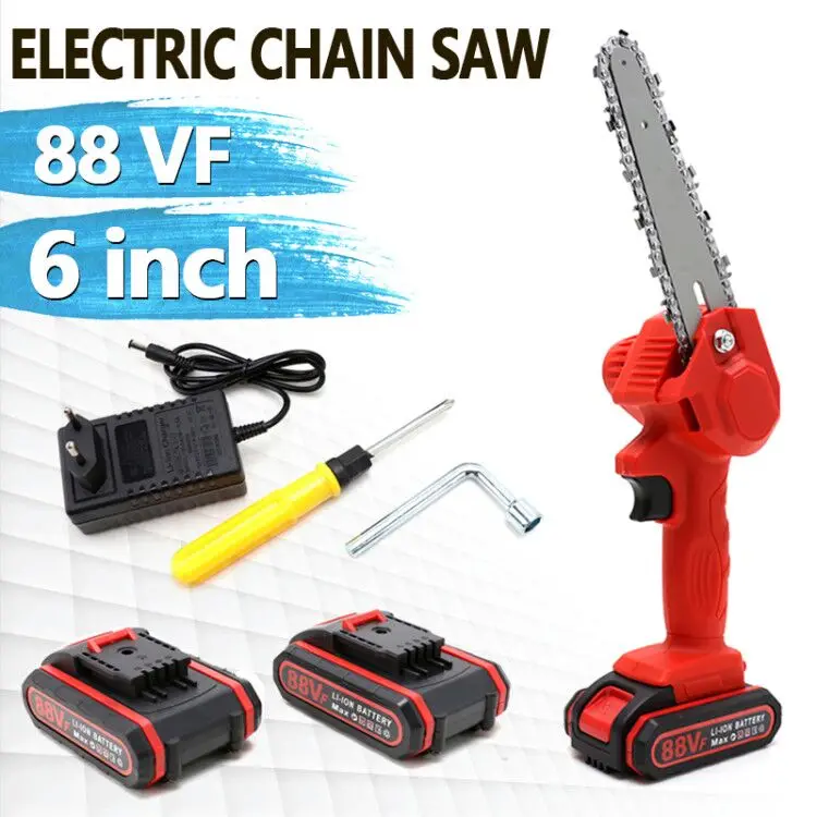 

88V Electric Chainsaw 1200W Rechargeable Portable Mini Pruning Chain Saw Small Wood Spliting One-handed Woodworking Garden Tool