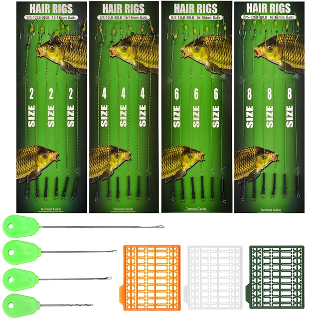 31Pcs Carp Fishing Rig Ready Making Hook Set 2/4/6/8# with Boilies