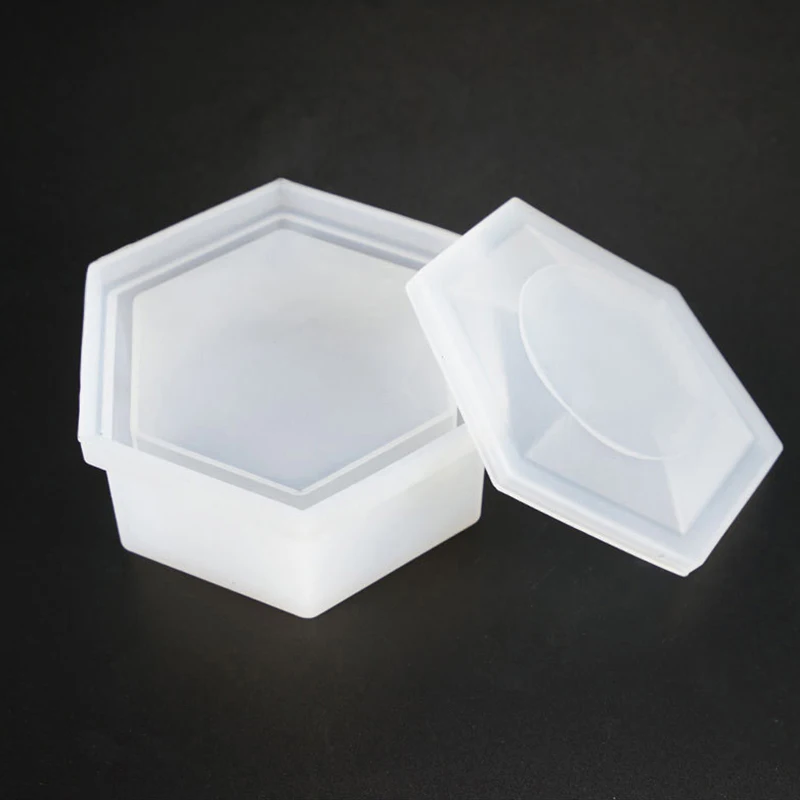 Transparent Silicone Mold Hexagon Jewelry Necklace Storage Box Mold