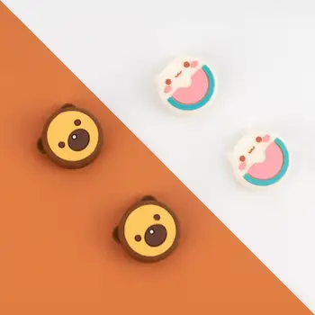 

GeekShare 4PCS Silicone Joy Con Thumb Grip Set Joystick Caps for Switch and Switch Lite -- Mousse bear Watermelon cat
