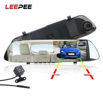 

LEEPEE Car DVR Dash Camera Dash Cam 4.3'' Car DVR Mirror Dual Len HD 1080P Rear View Camera Rearview Dashcam Auto Recorder Video