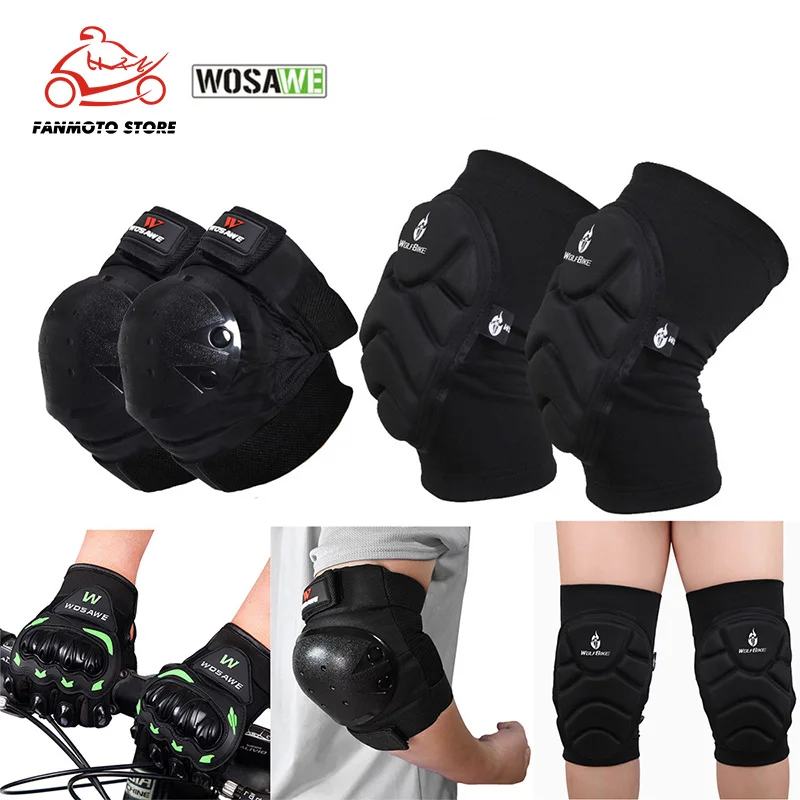 

WOSAWE Motorcycle Protective Sets Knee pads Gloves Elbow Tactical Guard Moto Racing Touch Screen Leather Protector Skateboard