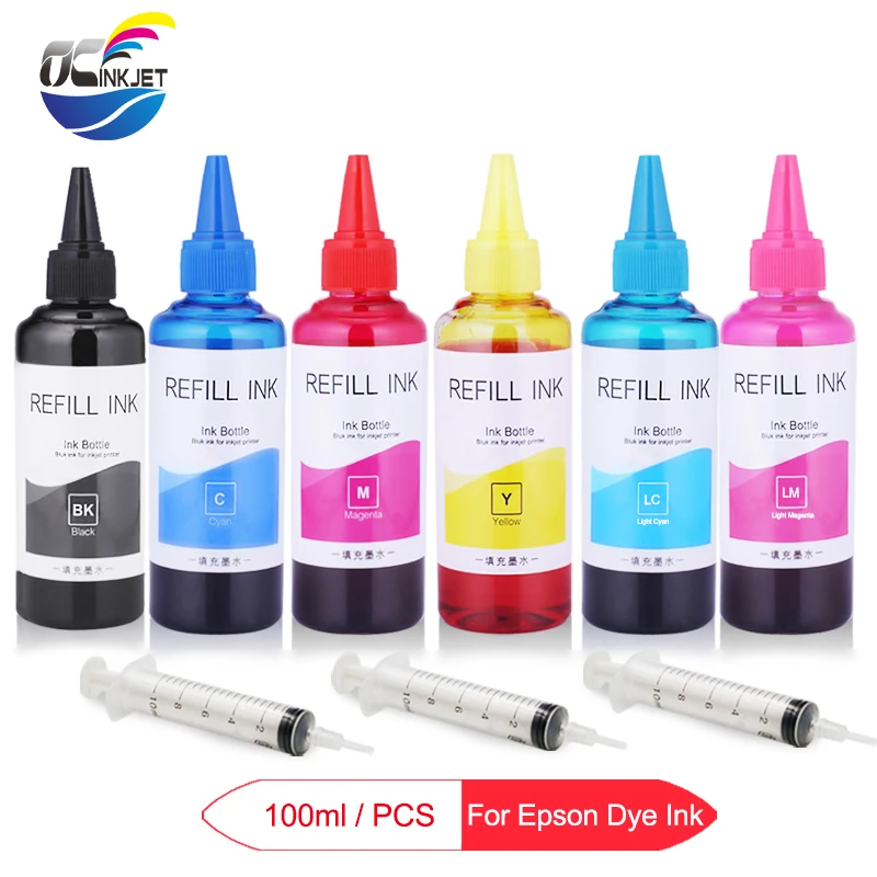 Флакон с краской Rfill для Epson L800 L805 L1300 P50 1390 1400 1410 1500 Вт PX650 PX660 PX700W PX800FW 6x100 мл|Наборы