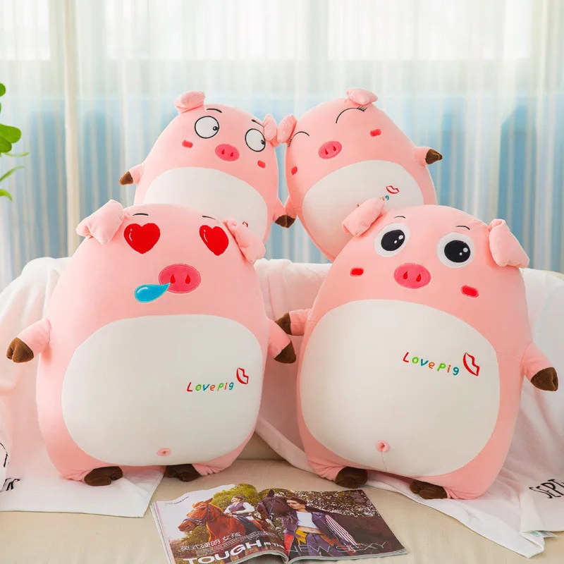 

New Style down Cotton Pink Pigskin Expression Pillow Pigskin with Software Pillow Male Piglet Toy Years Mascot Plush Play Gift