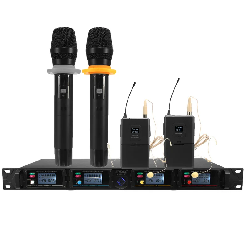 

Professional UHF Wireless In Ear Monitor System 4 Channel Transmitters +2 Handheld Mic+Receiver Monitoring for Stage Performance
