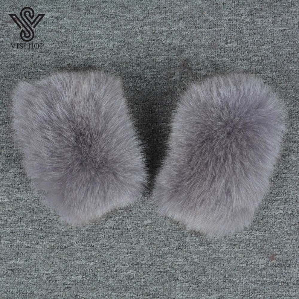 Light Grey Fox VISI HOP, Женское кольцо с натуральным мехом енота, с рукавами, с лисьим мехом, с манжетами, с мехом норки, для курток, мода VS1501 - Цвет: Light Grey Fox