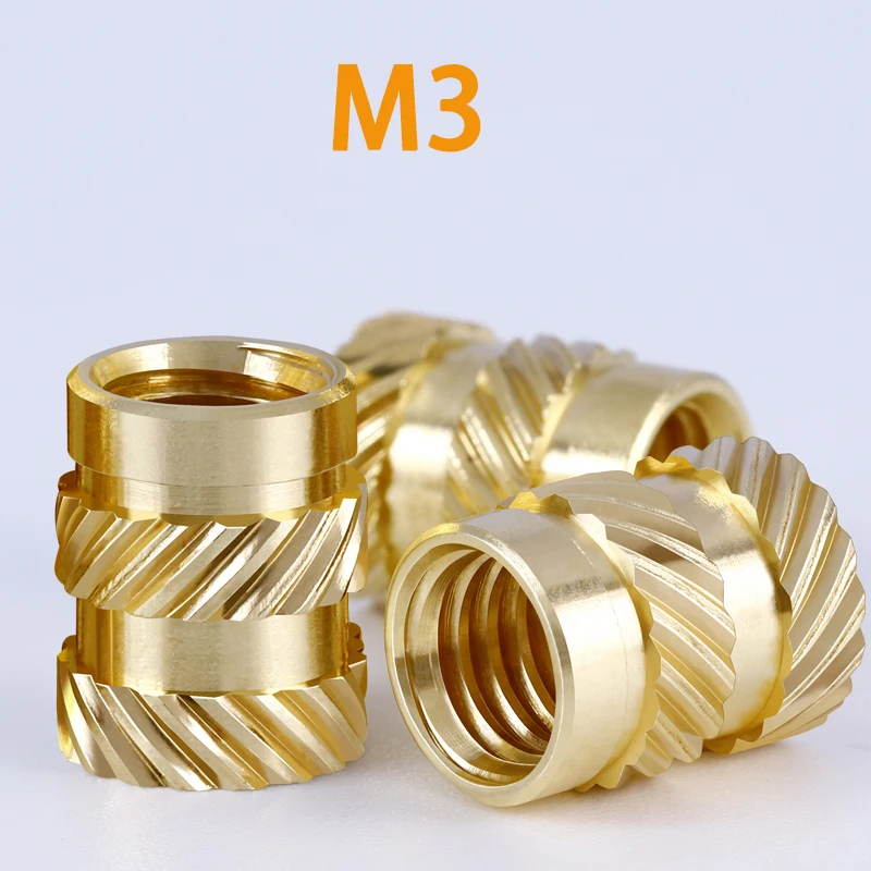 M3 100Pcs Brass Hot Melt Inset Nuts Heating Molding Copper Thread Inserts Nut SL-Type Double Twill Knurled Injection | Обустройство