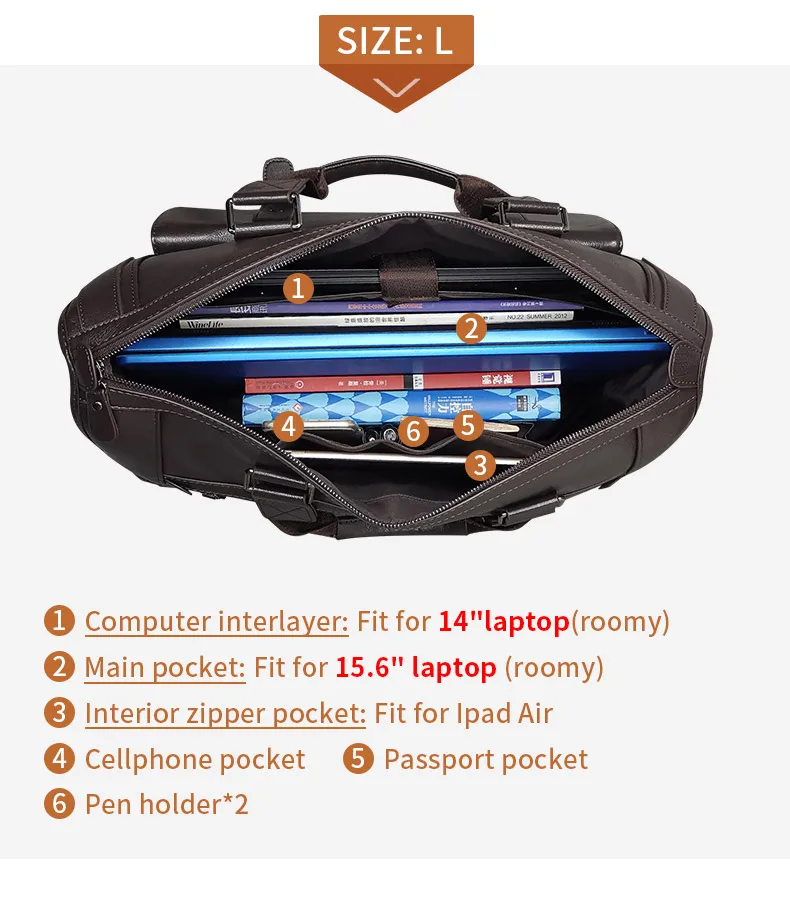 Weysfor Men PU Leather Black Briefcase Business Handbag Messenger Bags Male Vintage Shoulder Bag Men's Large Laptop Travel Bags