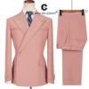 Cenne Des Graoom Men's Suits One Button Double Breasted Pink Tailor-Made Blazer Pants Business Causal Party Singer Groom Wedding 1