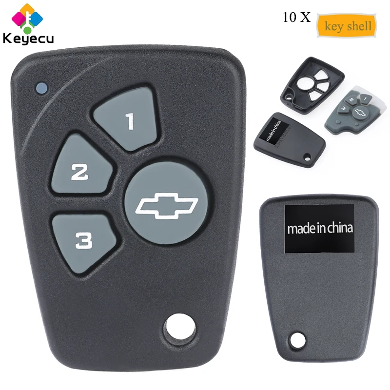 

KEYECU 10PCS/Lot Replacement Remote Car Key Shell Case With 4 Buttons - Fob for Chevrolet Cruze Spark Onix Silverado Volt Camaro