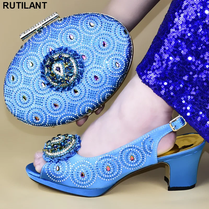 

Latest Shoes and Bag Set African Sets 2019 Nigerian Matching Shoes and Bag Sets Decorsted with Appliques Buckle Heel Sandals