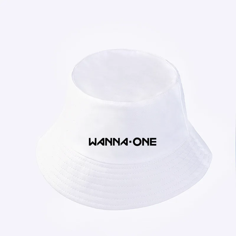 wanna one white IKFUNII kpop Twice Wanna One Кава Панама Шляпы простой солнцезащитный головной убор основной пляжный партнер Fanamde подарок(белый черный желтый - Цвет: wanna one white