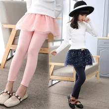 Childrenswear Girls Gauze Leggings Spring And Autumn Outer Wear Trousers Children Mock Two-Piece Culottes Baby Girls Pants