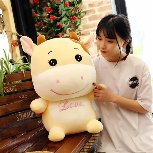 Fancytrader 24'' Lovely Plush Soft Stuffed Giant Animal Milk Cow Toy Big Plush Cow Doll Nice Gift For Kids 60cm 2 Colors (5)