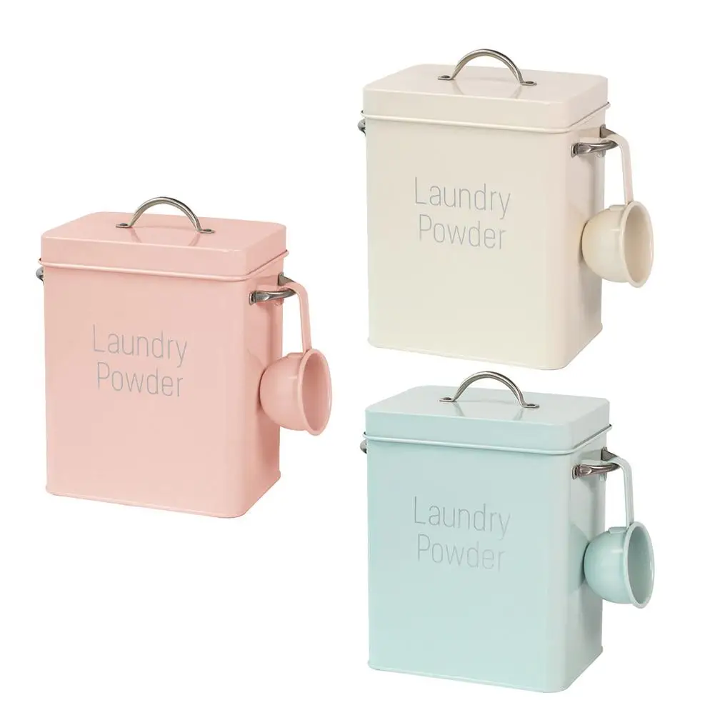 

4L Small Multifunction Household Accessories New Washing Powder Rice Storage Box Iron Debris Snacks Covered Bucket Barrel Spoon