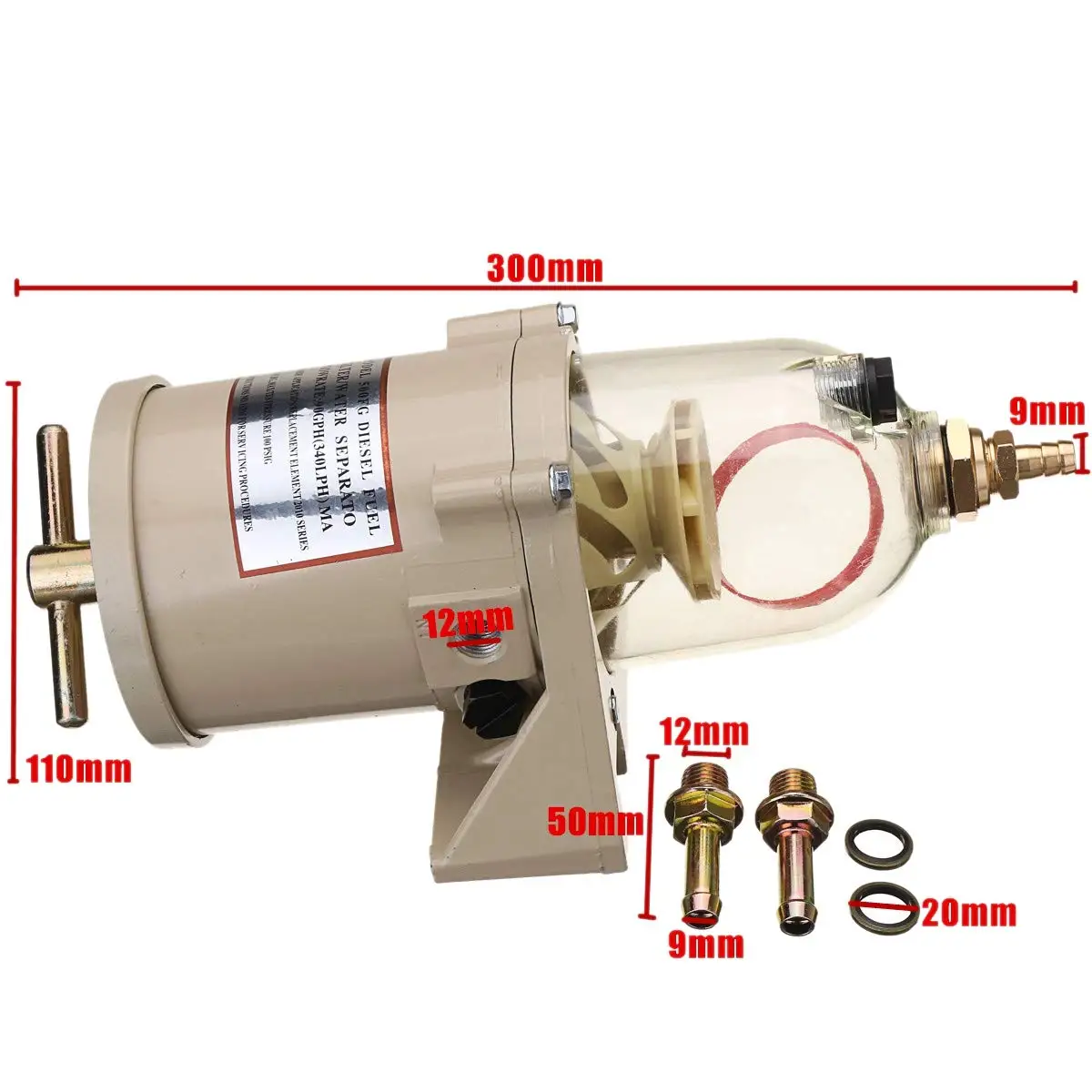 500FG 500FH Fuel Filter Marine Engine Fuel Diesel Filter Oil/Water Separator for Car Boat