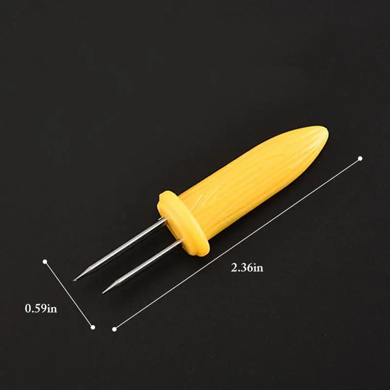 Kapmore 1pc Corn Fork Stainless Steel Portable Corn Fork Holder Skewer BBQ Tools Accessories Vegetable & Meat Tools