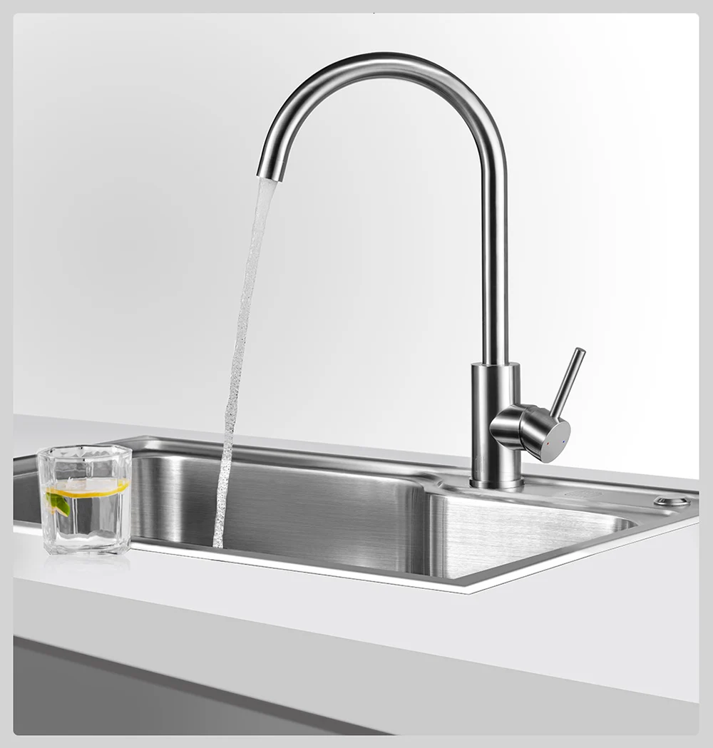 Diib Dabai Pure Stainless Steel Hybrid Kitchen Faucet Kitchen Faucet Modern Forms of Hot and Cold W
