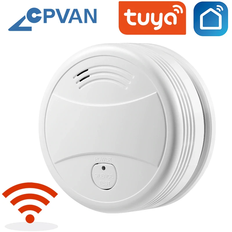 CPVAN-Sensor de humo con alarma de incendios, Detector de humo inteligente con alarma de protección contra incendios, alarma con recordatorio de batería de baja duración, certificado CE EN14604