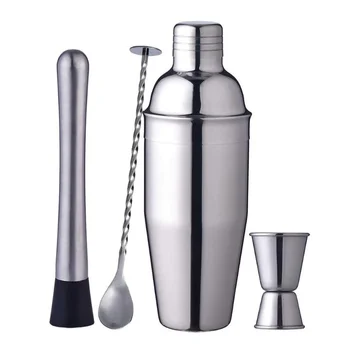 

Cocktail Shaker Set 24 oz Stainless Steel Drink Shaker with Built-in Strainer The 4 Essential Bar Tools Cocktailshaker Kit