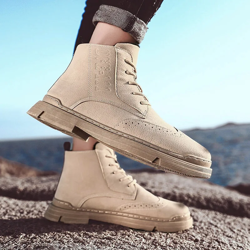 

Martin Boots Men's Hight-top British Style Autumn & Winter MEN'S SHOES Korean-style Trend Versatile Men Mid-top Retro Worker Boo