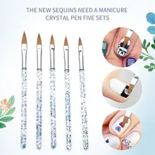 5 шт блестки Пластиковые кисти для нейл-арта, ручки для рисования, стразы, выбор драгоценных камней, стразы, портативные