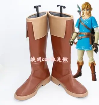 

The Legend of Zelda Link Cosplay shoes Long boots Full Set Comic con Link Cosplay brown shoes large size