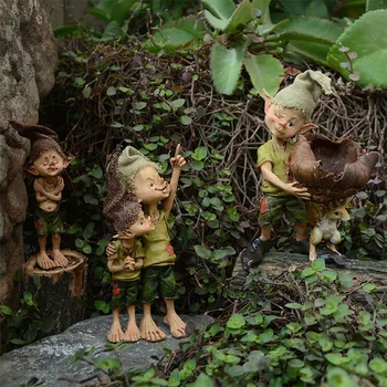 

Creative Resin Elves Figure Home Decor Fairy Garden Miniature Sculpture Ornament Crafts Living Room Desk Outdoor Decor Statue