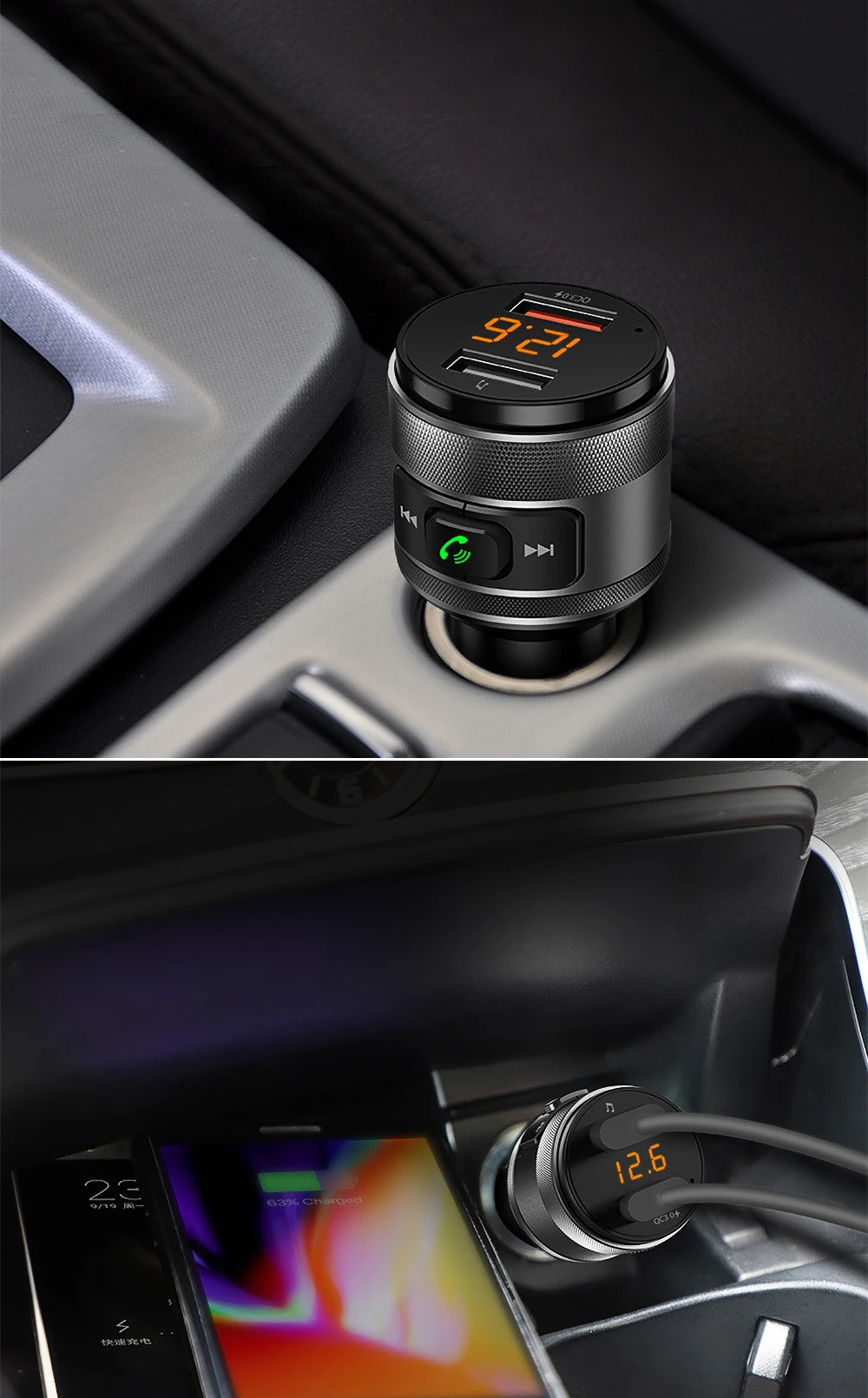 Meeker автомобильный комплект, беспроводной Bluetooth 4,2, FM передатчик, QC3.0, два порта usb, быстрая зарядка, MP3 музыкальный плеер, USB зарядное устройство, HandsFree